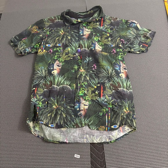 Roark Revival Other - Roark Revival Mens Medium Classic Fit Tropical Surrealist Tiki Face Shirt Green